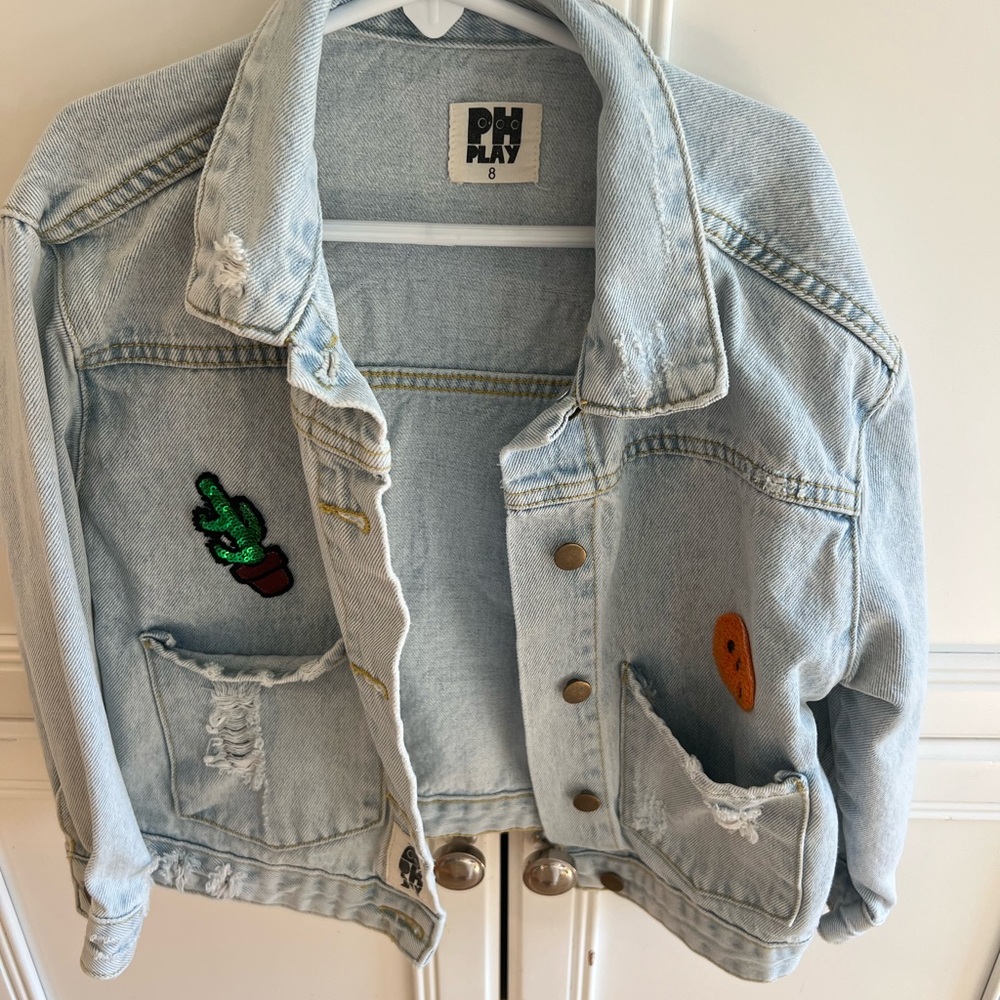 Kids Denim Jean Jacket with Patches